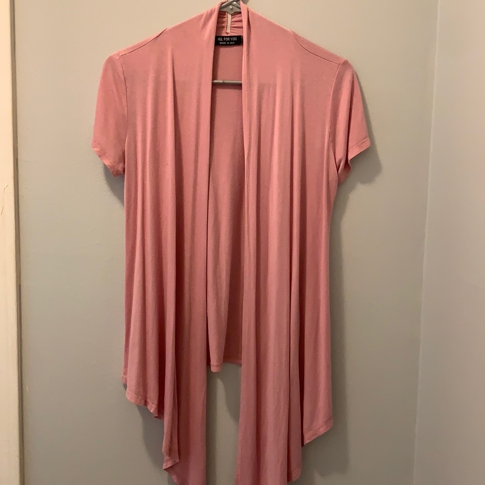 ALL FOR YOU soft pin, open front short sleeve cardigan